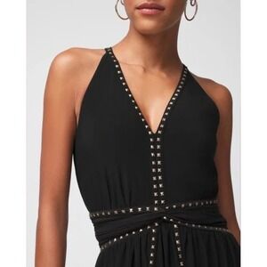 New White House‎ Black Market Black Gold Studded Sleeveless Midi Dress Size 4